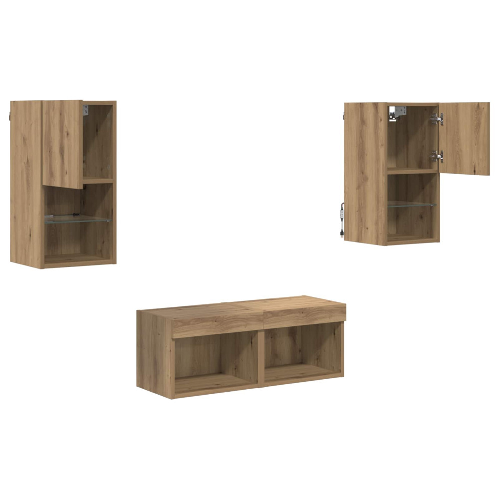 Produktbild för TV-väggskåp 4 pcs Artisan Ek Konstruerat trä