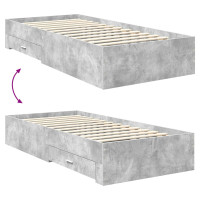 Produktbild för Sängram Betong Grå och Silver 75 x 190 cm Konstruerat trä