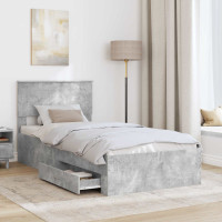 Produktbild för Sängram Betong Grå och Silver 75 x 190 cm Konstruerat trä