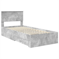 Produktbild för Sängram Betong Grå och Silver 75 x 190 cm Konstruerat trä