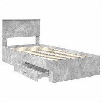 Produktbild för Sängram Betong Grå och Silver 75 x 190 cm Konstruerat trä