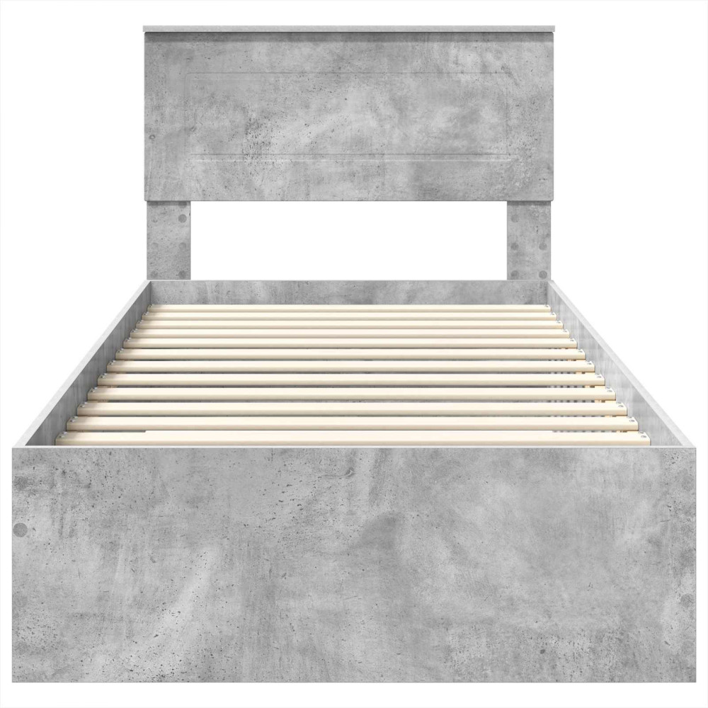 Produktbild för Sängram Betong Grå och Silver 75 x 190 cm Konstruerat trä