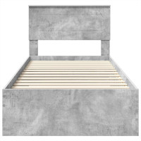 Produktbild för Sängram Betong Grå och Silver 75 x 190 cm Konstruerat trä