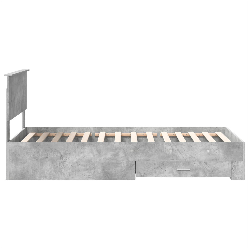 Produktbild för Sängram Betong Grå och Silver 75 x 190 cm Konstruerat trä
