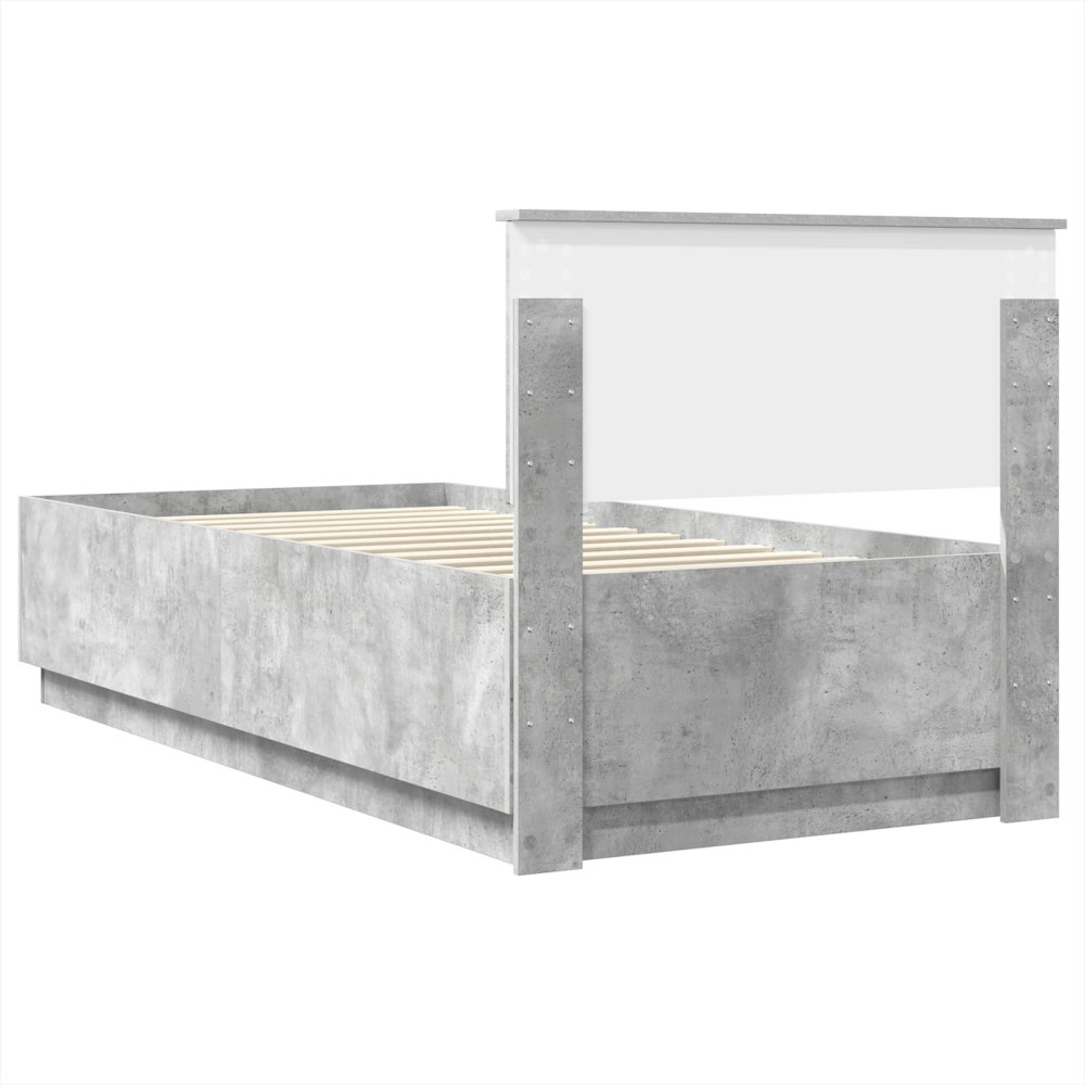 Produktbild för Sängram Betong Grå och Silver 75 x 190 cm Konstruerat trä