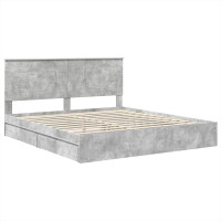 Produktbild för Förvaringssäng med låda Betonggrå 200 x 200 cm Konstruerat trä