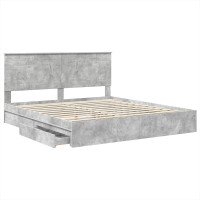 Produktbild för Förvaringssäng med låda Betonggrå 200 x 200 cm Konstruerat trä