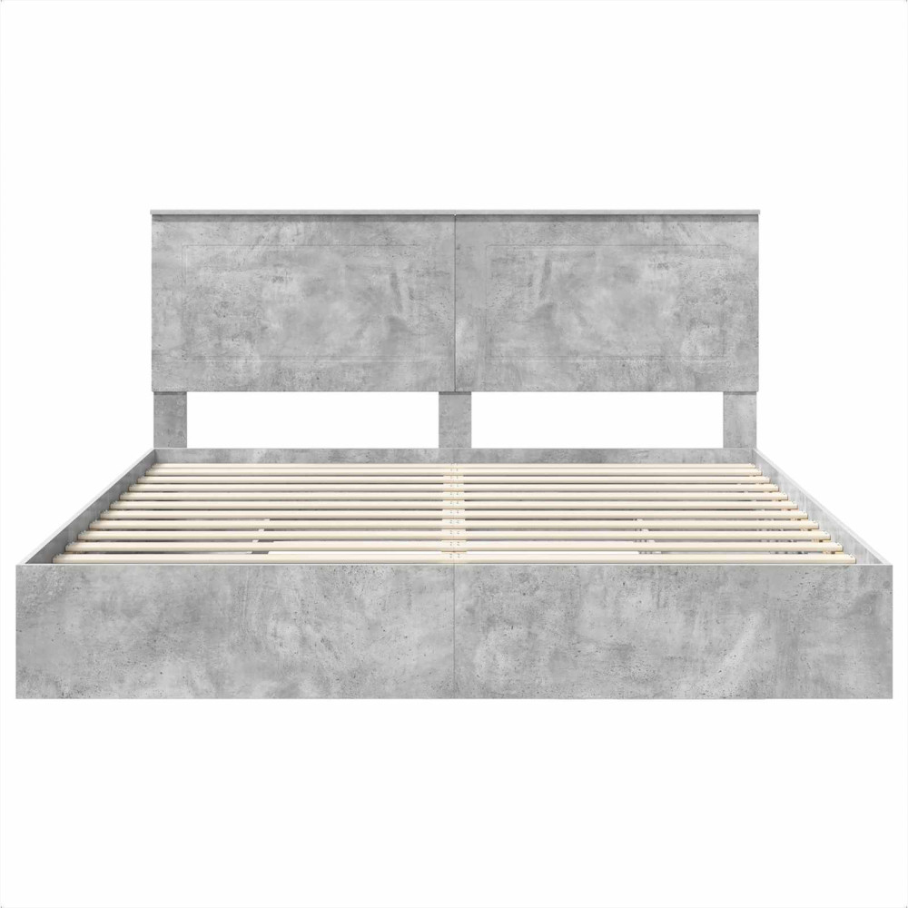 Produktbild för Förvaringssäng med låda Betonggrå 200 x 200 cm Konstruerat trä