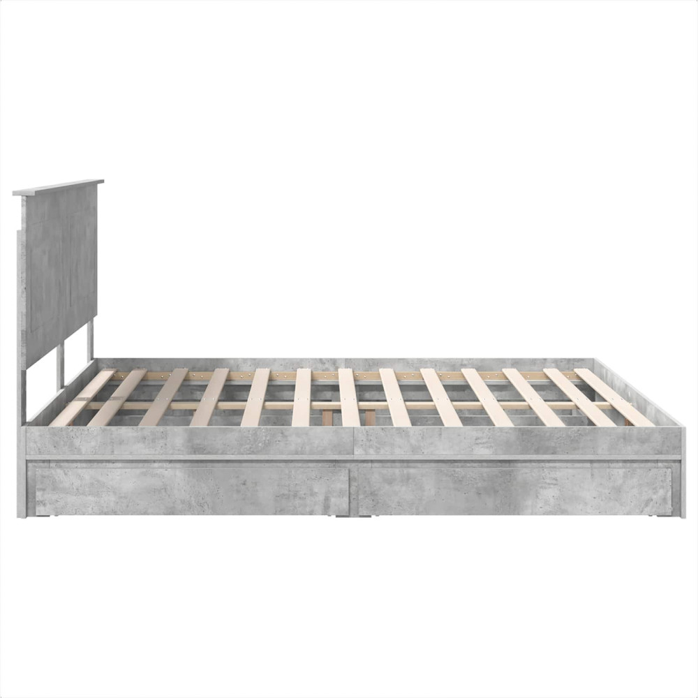Produktbild för Förvaringssäng med låda Betonggrå 200 x 200 cm Konstruerat trä