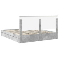 Produktbild för Förvaringssäng med låda Betonggrå 200 x 200 cm Konstruerat trä