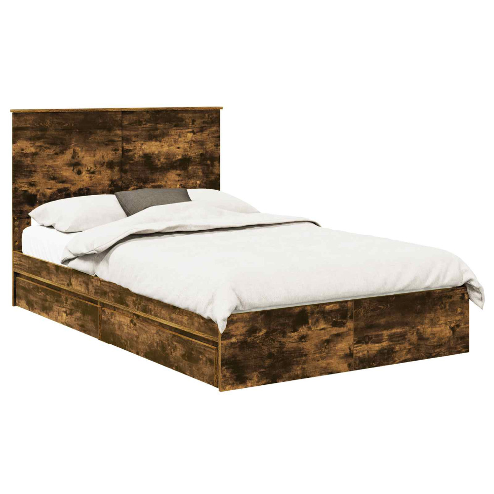 Produktbild för Förvaringssäng med låda Rökt ek 135 x 190 cm Konstruerat trä