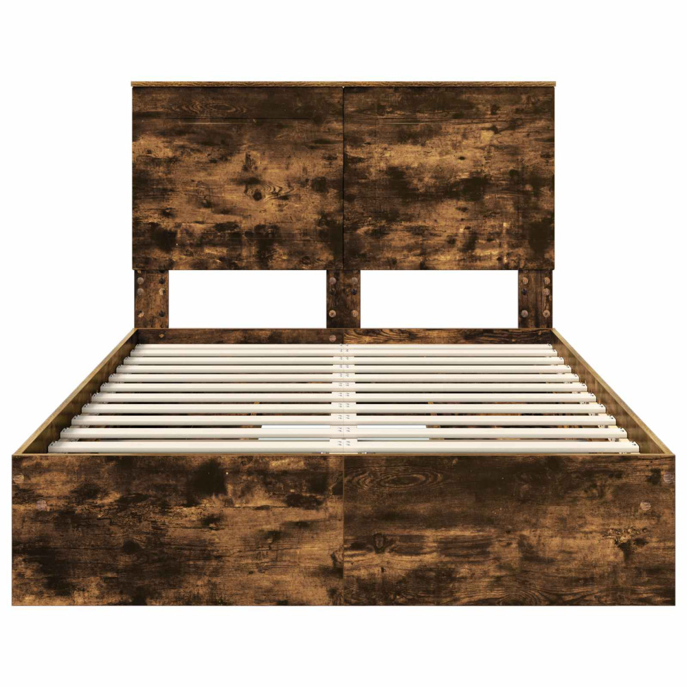 Produktbild för Förvaringssäng med låda Rökt ek 135 x 190 cm Konstruerat trä