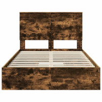 Produktbild för Förvaringssäng med låda Rökt ek 135 x 190 cm Konstruerat trä