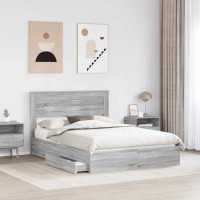 Produktbild för Förvaringssäng med låda Grå Sonoma 150 x 200 cm Konstruerat trä
