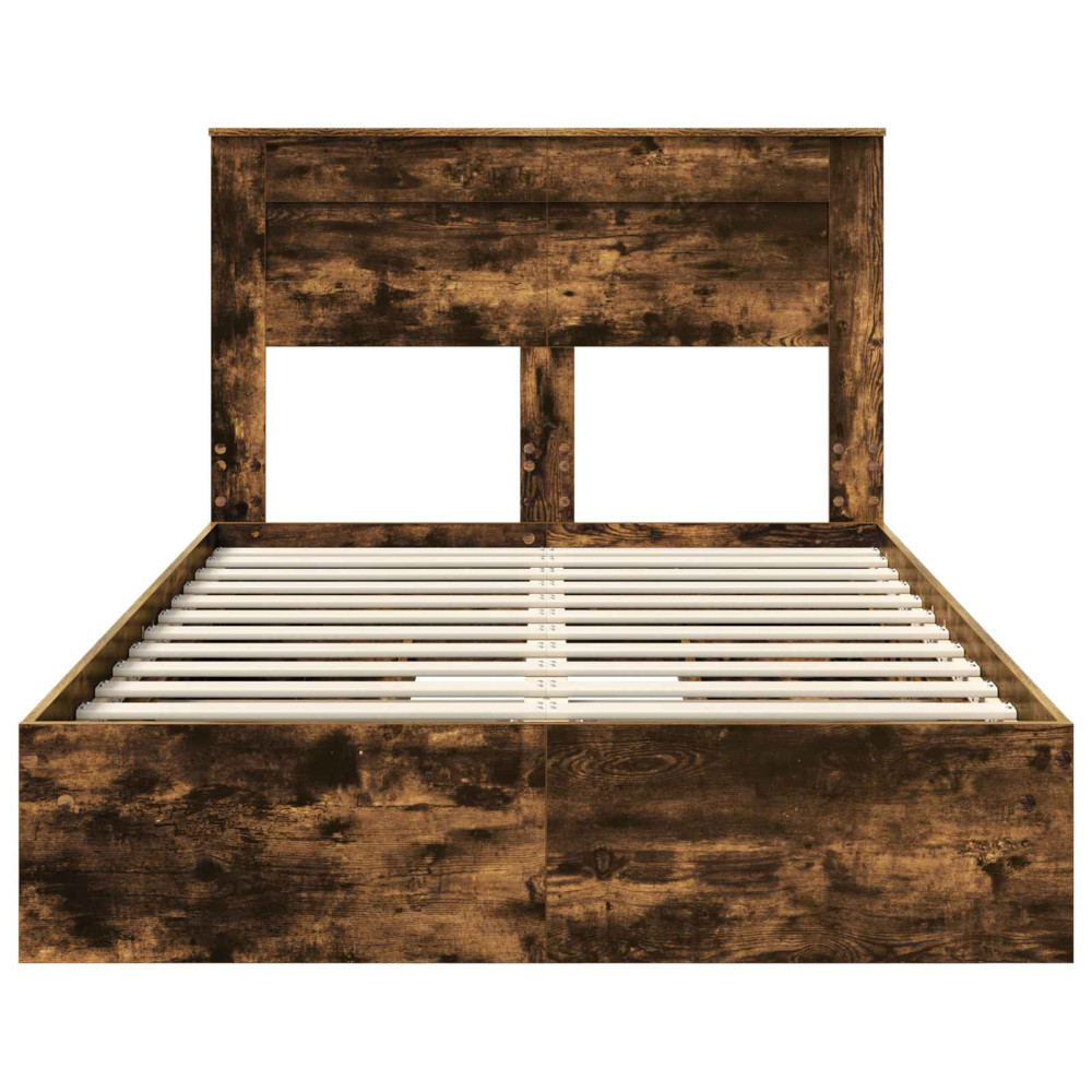 Produktbild för Förvaringssäng med låda Rökt ek 135 x 190 cm Konstruerat trä