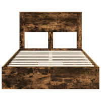 Produktbild för Förvaringssäng med låda Rökt ek 135 x 190 cm Konstruerat trä