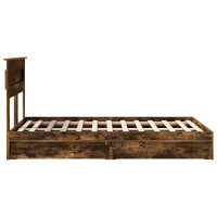 Produktbild för Förvaringssäng med låda Rökt ek 135 x 190 cm Konstruerat trä