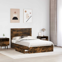 Produktbild för Förvaringssäng med låda Rökt ek 135 x 190 cm Konstruerat trä