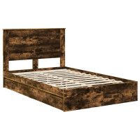 Produktbild för Förvaringssäng med låda Rökt ek 135 x 190 cm Konstruerat trä