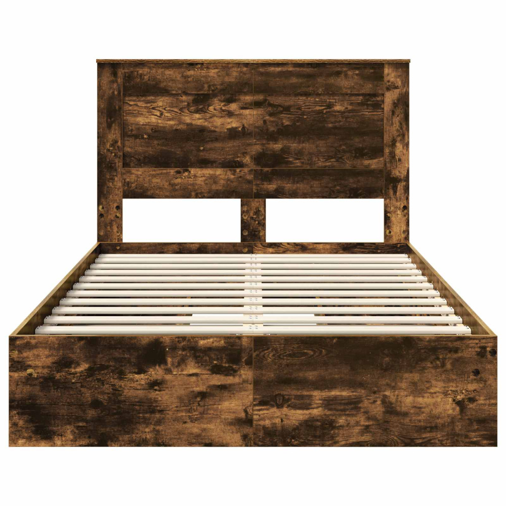 Produktbild för Förvaringssäng med låda Rökt ek 135 x 190 cm Konstruerat trä