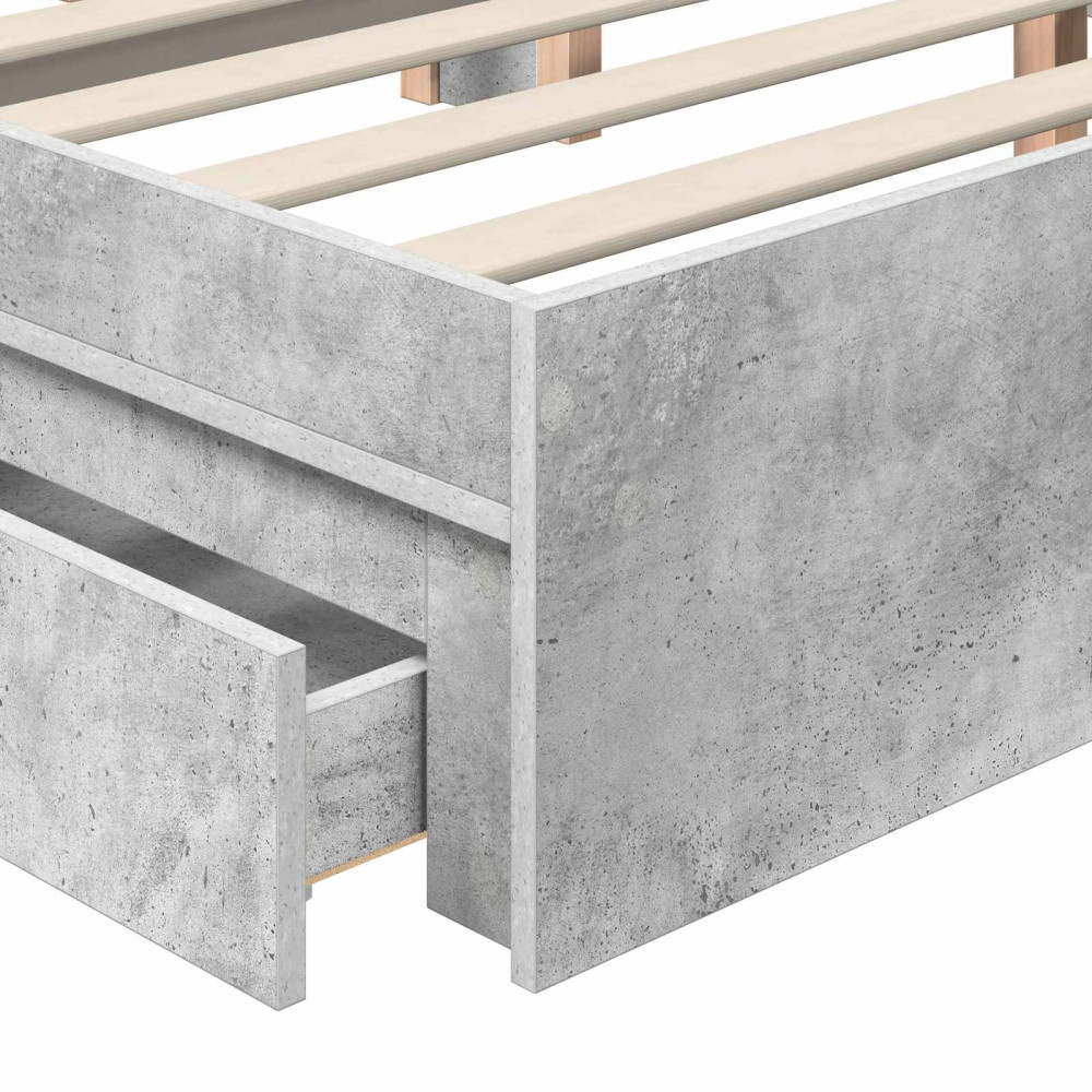 Produktbild för Förvaringssäng med låda Betonggrå 200 x 200 cm Konstruerat trä