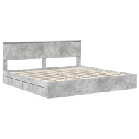 Produktbild för Förvaringssäng med låda Betonggrå 200 x 200 cm Konstruerat trä
