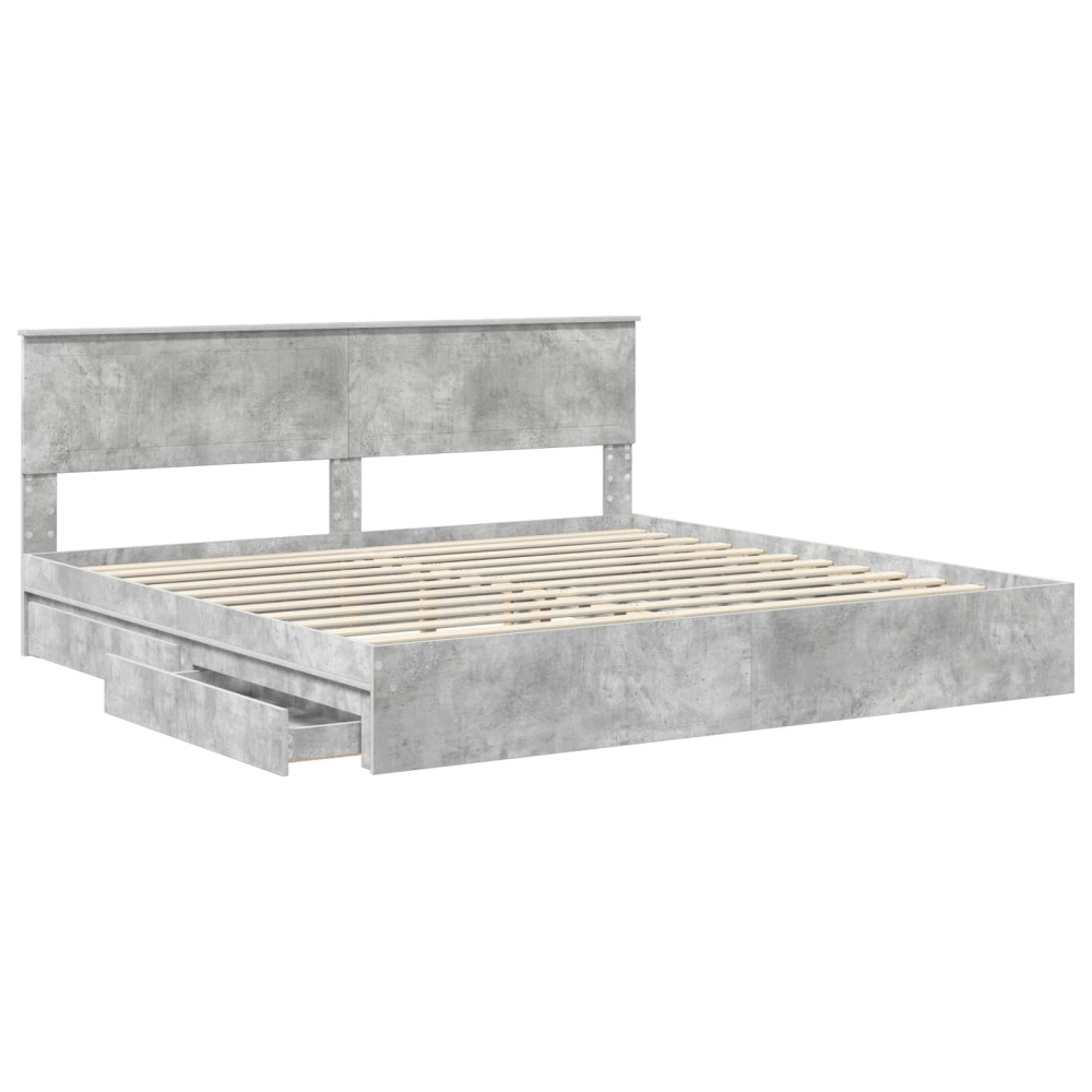 Produktbild för Förvaringssäng med låda Betonggrå 200 x 200 cm Konstruerat trä