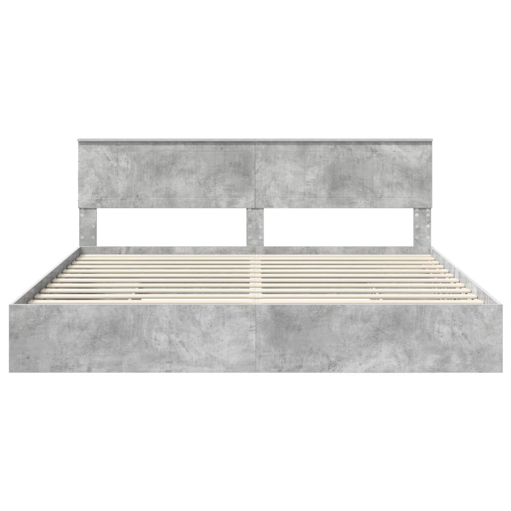 Produktbild för Förvaringssäng med låda Betonggrå 200 x 200 cm Konstruerat trä