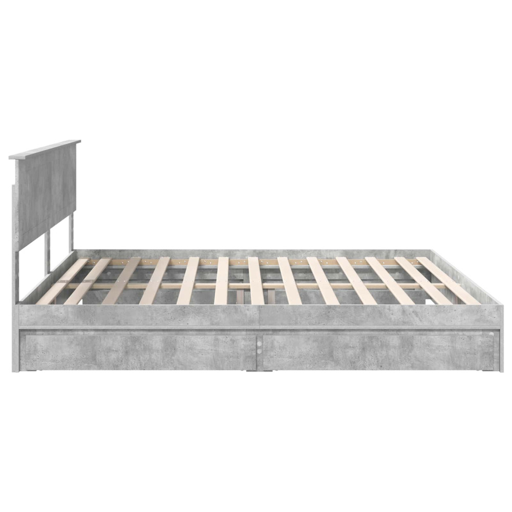Produktbild för Förvaringssäng med låda Betonggrå 200 x 200 cm Konstruerat trä