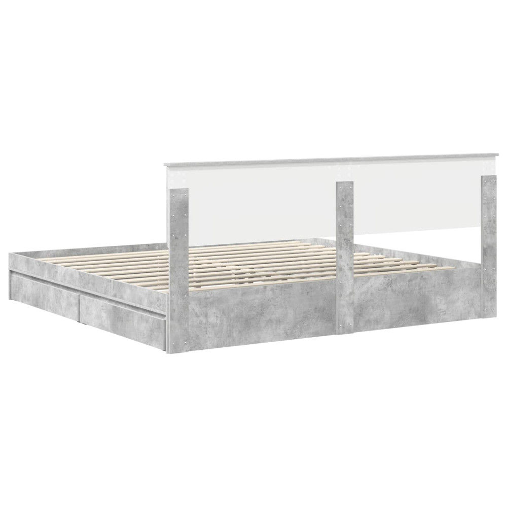 Produktbild för Förvaringssäng med låda Betonggrå 200 x 200 cm Konstruerat trä