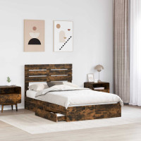 Produktbild för Förvaringssäng med låda Rökt ek 135 x 190 cm Konstruerat trä