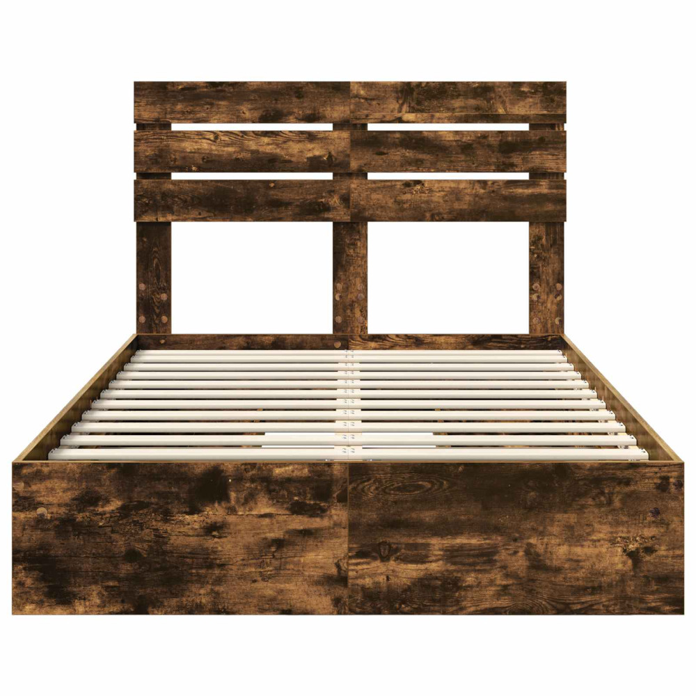 Produktbild för Förvaringssäng med låda Rökt ek 135 x 190 cm Konstruerat trä