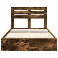 Produktbild för Förvaringssäng med låda Rökt ek 135 x 190 cm Konstruerat trä