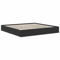 Produktbild för Förvaringssäng med låda Svart 200 x 200 cm Konstruerat trä