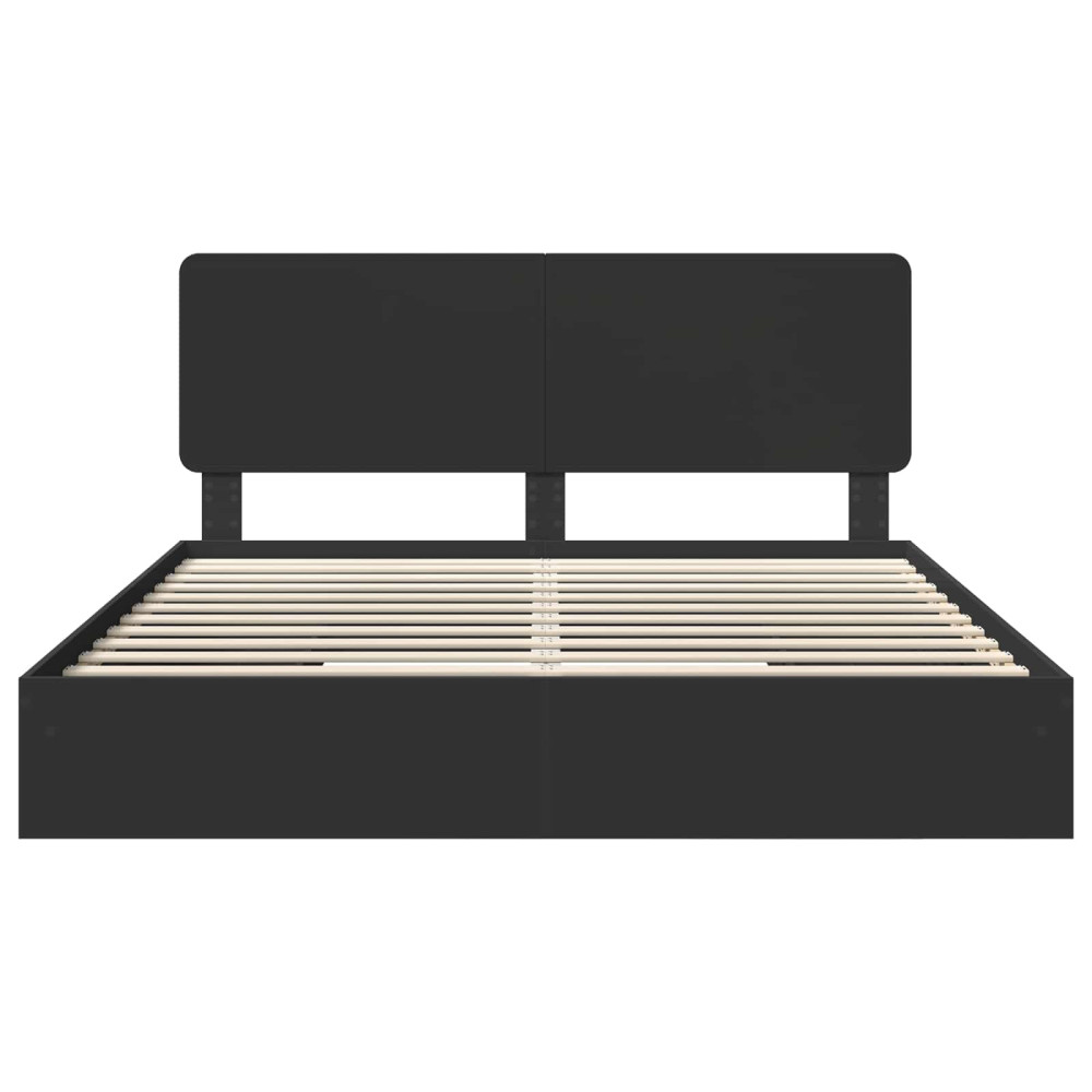 Produktbild för Förvaringssäng med låda Svart 200 x 200 cm Konstruerat trä