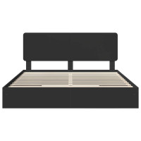 Produktbild för Förvaringssäng med låda Svart 200 x 200 cm Konstruerat trä