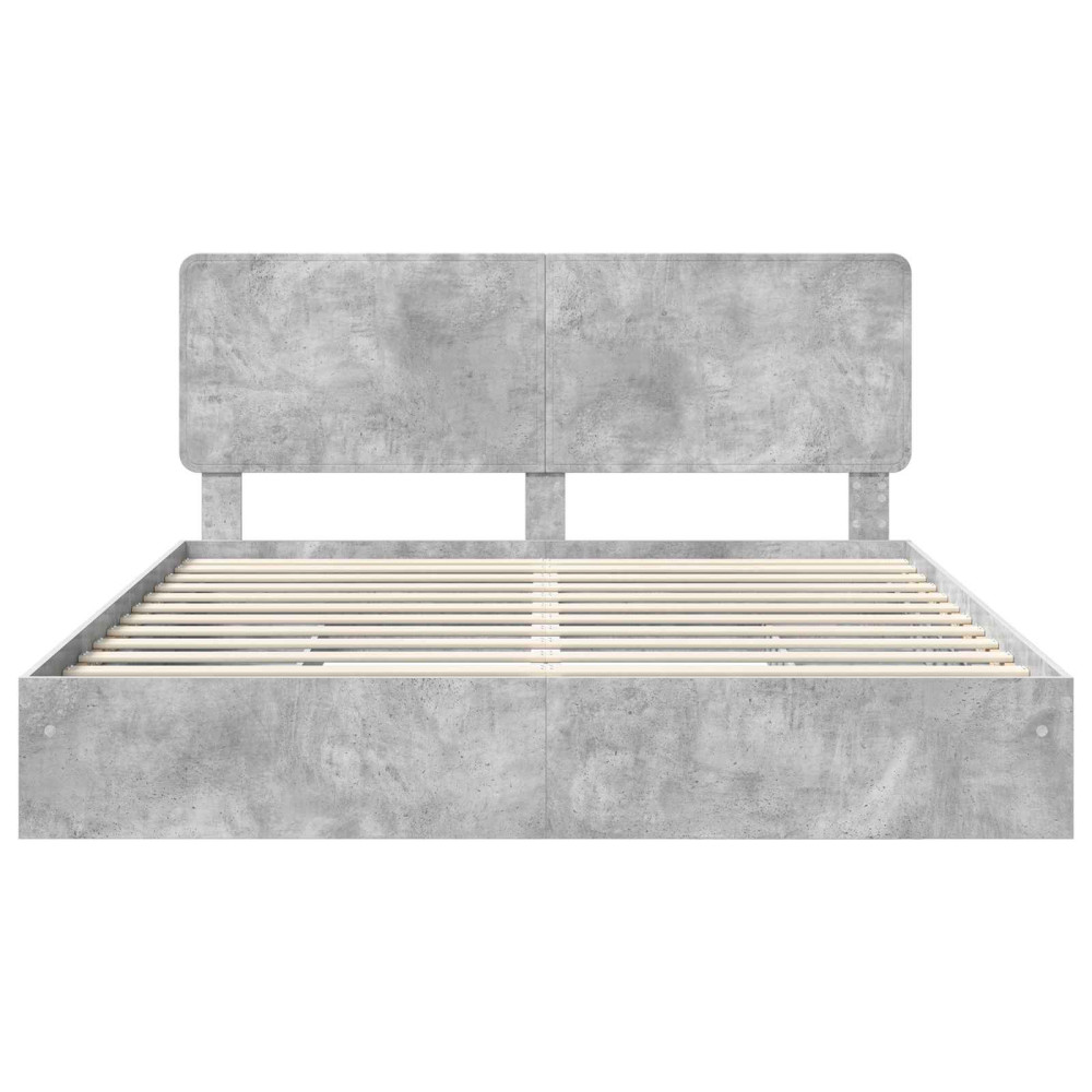 Produktbild för Förvaringssäng med låda Betonggrå 200 x 200 cm Konstruerat trä