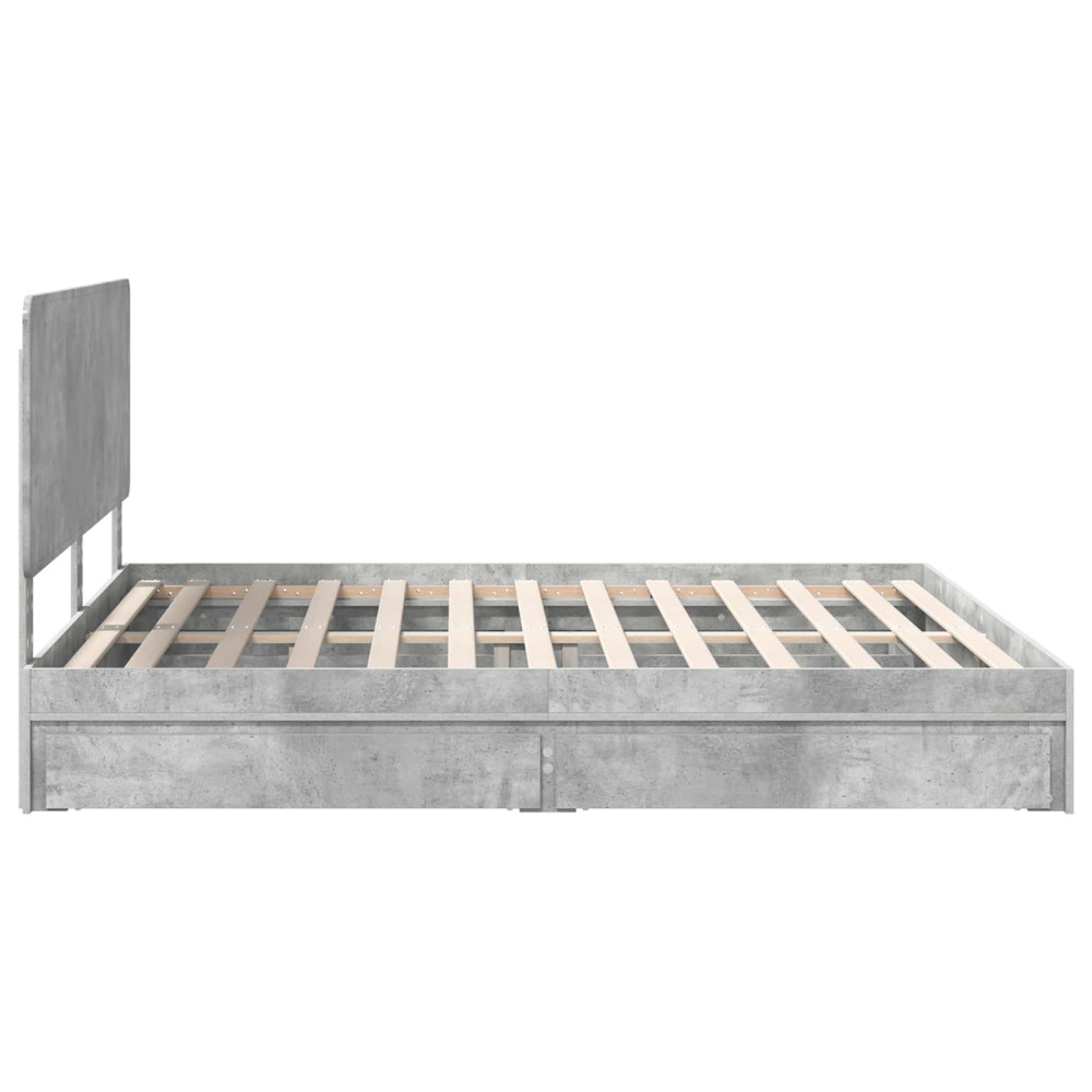 Produktbild för Förvaringssäng med låda Betonggrå 200 x 200 cm Konstruerat trä