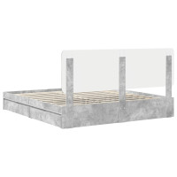 Produktbild för Förvaringssäng med låda Betonggrå 200 x 200 cm Konstruerat trä