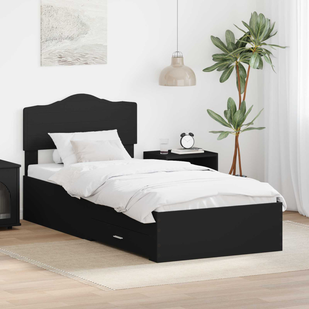 Produktbild för Sängram med huvudgavel Svart 70 x 190 cm Konstruerat trä