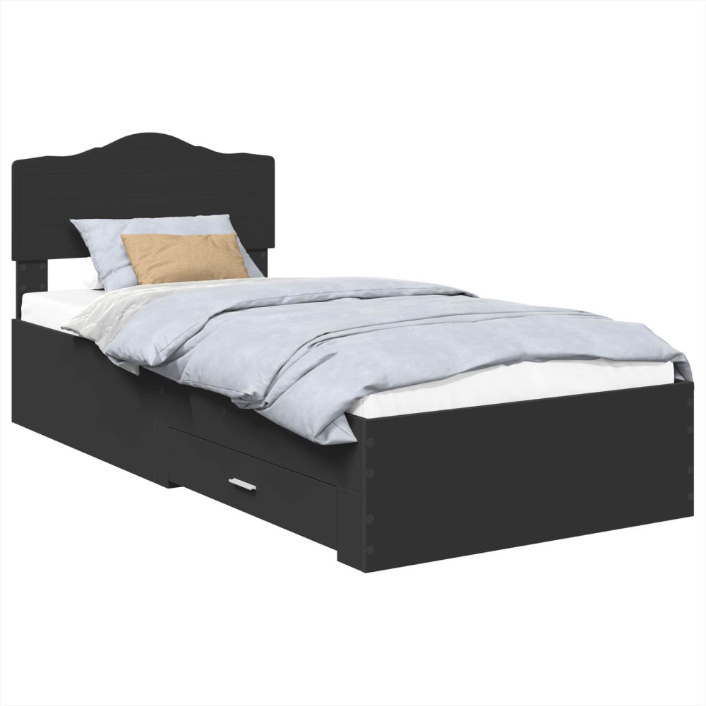 Produktbild för Sängram med huvudgavel Svart 70 x 190 cm Konstruerat trä