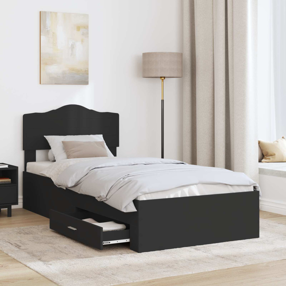 Produktbild för Sängram med huvudgavel Svart 70 x 190 cm Konstruerat trä