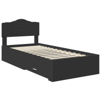 Produktbild för Sängram med huvudgavel Svart 70 x 190 cm Konstruerat trä
