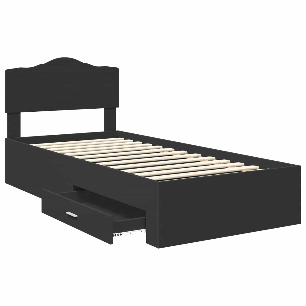 Produktbild för Sängram med huvudgavel Svart 70 x 190 cm Konstruerat trä