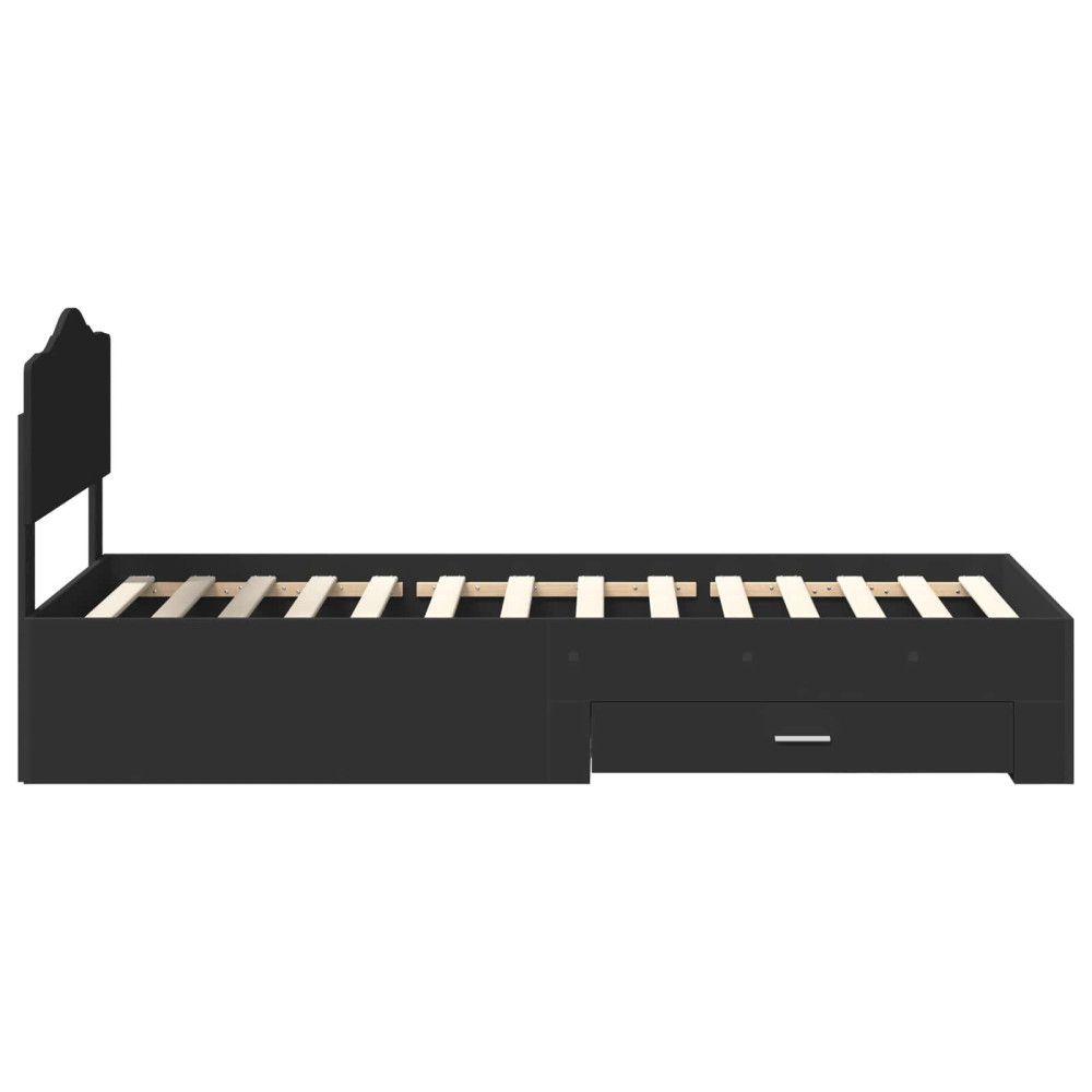 Produktbild för Sängram med huvudgavel Svart 70 x 190 cm Konstruerat trä