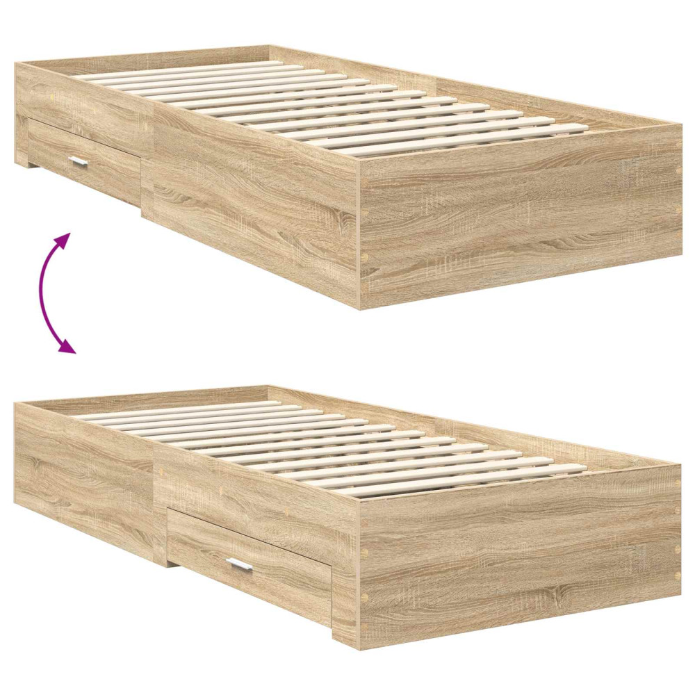 Produktbild för Sängram med huvudgavel Sonoma-ek 70 x 190 cm Konstruerat trä