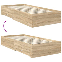 Produktbild för Sängram med huvudgavel Sonoma-ek 70 x 190 cm Konstruerat trä