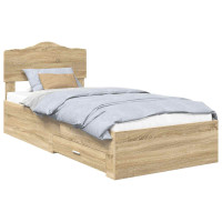 Produktbild för Sängram med huvudgavel Sonoma-ek 70 x 190 cm Konstruerat trä