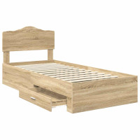 Produktbild för Sängram med huvudgavel Sonoma-ek 70 x 190 cm Konstruerat trä