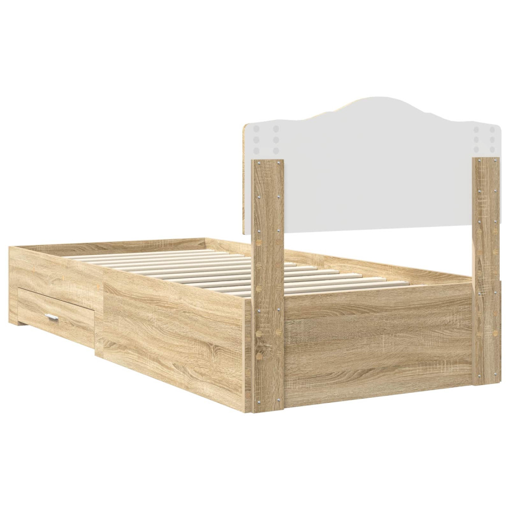 Produktbild för Sängram med huvudgavel Sonoma-ek 70 x 190 cm Konstruerat trä